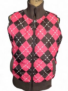 Le TIGRE Double-Sided Pink & Brown Argyle Side & Plain Brown w/Pink Stripe Side